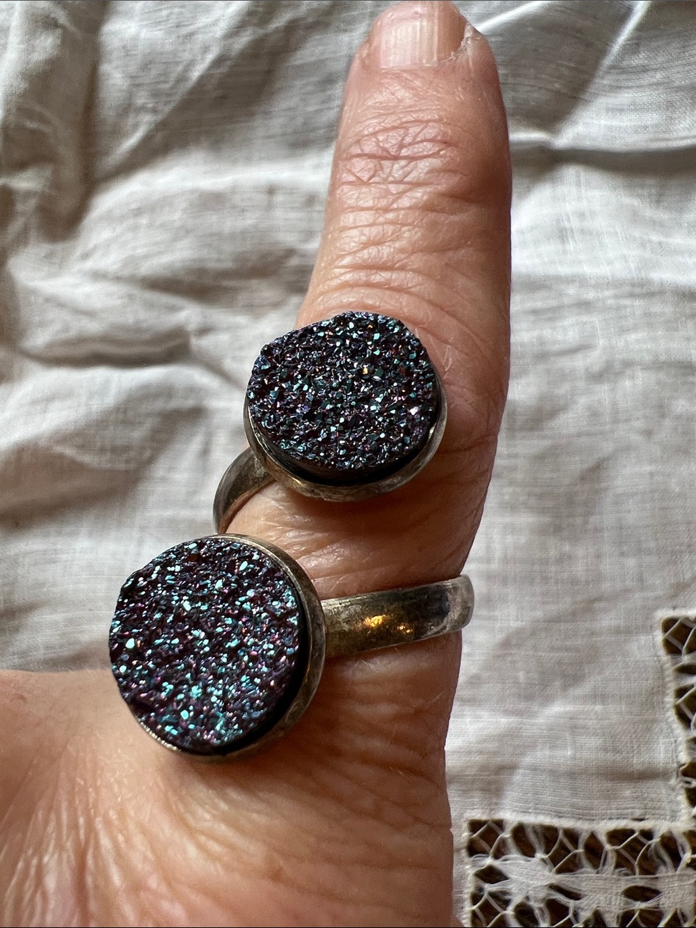 Sterling Silver Purple Druzy Ring handmade size 8